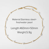 18k Plated Stainless Steel Natural Freshwater Pearl Pendant Necklace