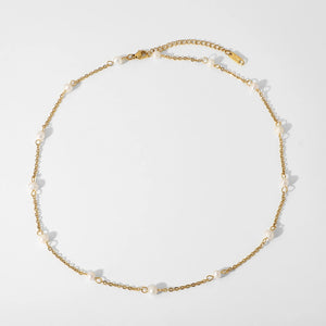 18k Plated Stainless Steel Natural Freshwater Pearl Pendant Necklace
