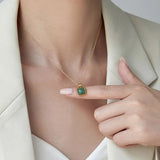 Lapis Square Pendant Necklace for Women Waterproof Collar Jewelry