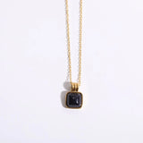 Lapis Square Pendant Necklace for Women Waterproof Collar Jewelry