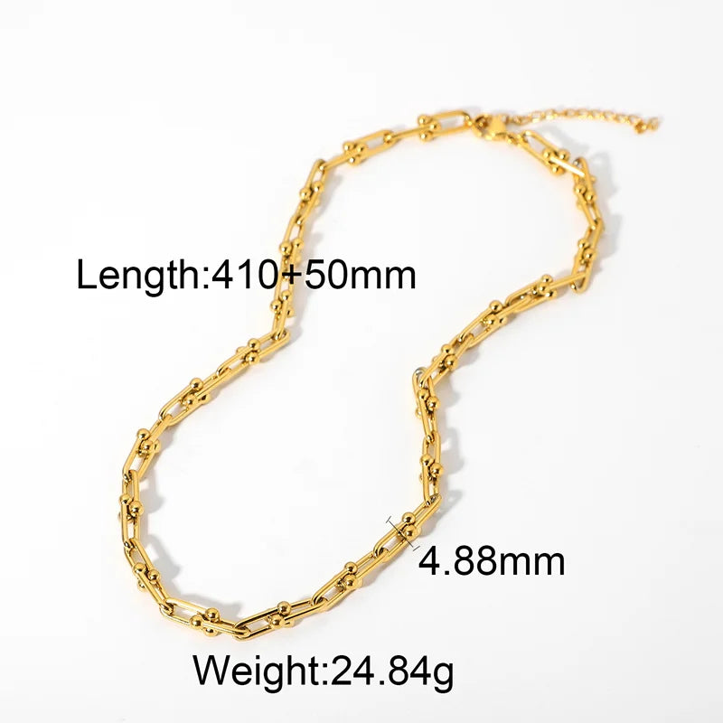 18k Gold-Plated U-Shaped Character Ot Button Horseshoe Chain Hand Jewelry