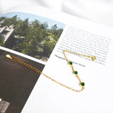 Green Emerald CZ Heart Charms Bracelet 925 Sterling Silver