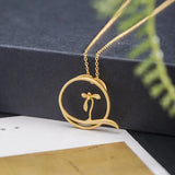 Vintage Chinese Style Orchid Pendant Necklace 925 Sterling Silver