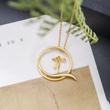 Vintage Chinese Style Orchid Pendant Necklace 925 Sterling Silver