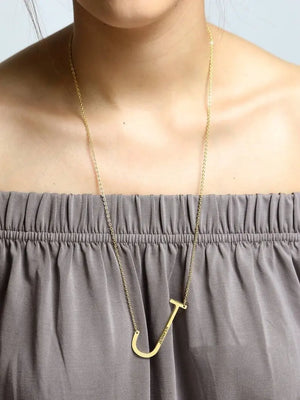 18k Plating Initials Necklaces Carved Names Sweater Chains