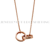 18k Double Name Ring Necklace for Men and Women Wedding Necklace