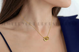 18k Double Name Ring Necklace for Men and Women Wedding Necklace