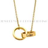 18k Double Name Ring Necklace for Men and Women Wedding Necklace