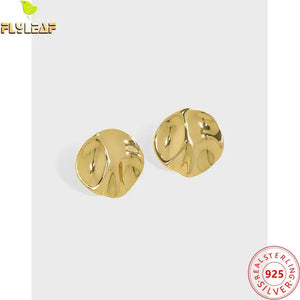 18k Plated Bump Stud Earrings 925 Silver 12.3mm Round Earings