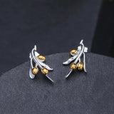 Vintage Sterling Silver Olive Berries Stud Earrings
