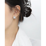 Sterling Silver Square Hoop Earrings Glossy Cube Earring Femme Fine Jewelry