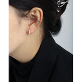 18k Zircon Cube Hoop Earrings 925 Sterling Silver Fine Jewelry