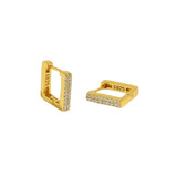 18k Zircon Cube Hoop Earrings 925 Sterling Silver Fine Jewelry