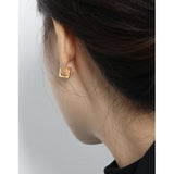 18k Zircon Cube Hoop Earrings 925 Sterling Silver Fine Jewelry