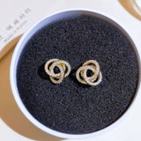 18k Real Woman Stud Earrings Small Crystal Vintage Ear Cuffs for Party