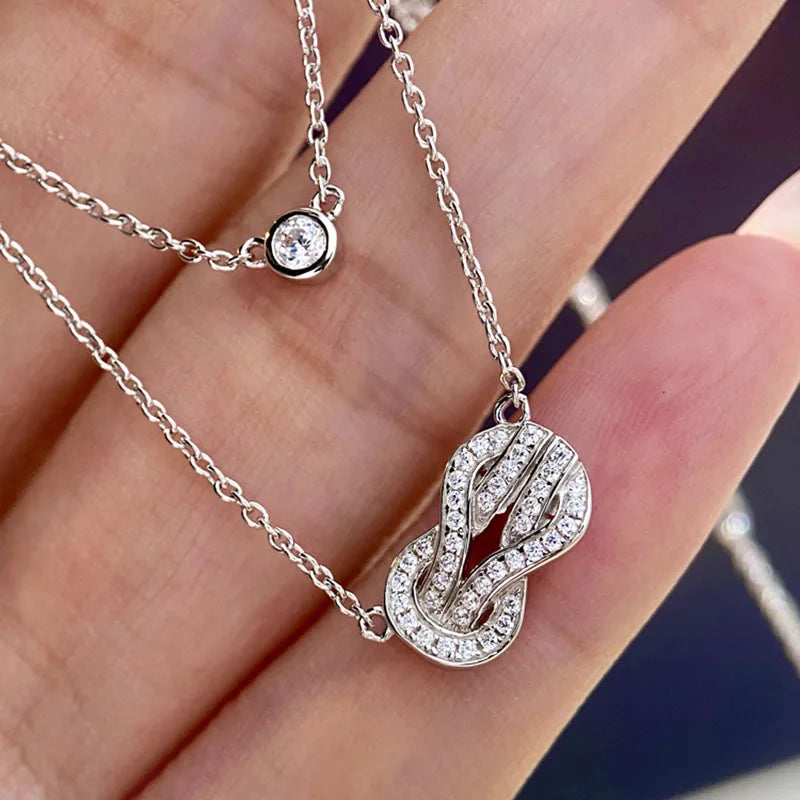 18k Platinum Diamond Charm Necklace