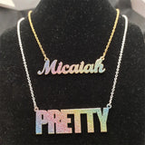 18k Stainless Steel Glitter Letter Pendant Necklace Chain Personalized Name