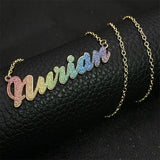 18k Stainless Steel Glitter Letter Pendant Necklace Chain Personalized Name