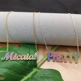 18k Stainless Steel Glitter Letter Pendant Necklace Chain Personalized Name