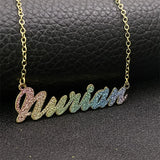 18k Stainless Steel Glitter Letter Pendant Necklace Chain Personalized Name