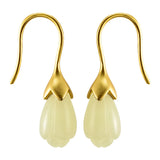 Jade Magnolia Flower Earrings 925 Silver Vintage Jewelry