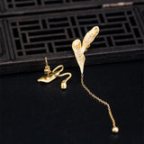 18k Zircon Autumn Leaves Stud Earrings 925 Silver Original Vintage Jewelry