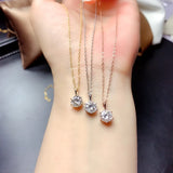 18k Gold-plated Moissanite Classic Six-claw Diamond Necklace