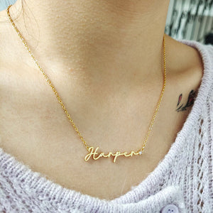 Personalized Name Necklace with CZ Stone, Custom Name Jewelry