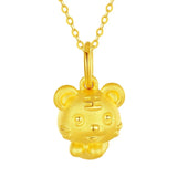 18k Solid Tiger Necklace Pendant for Women Yellow Chain Valentines Jewelry