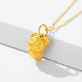 18k Solid Tiger Necklace Pendant for Women Yellow Chain Valentines Jewelry