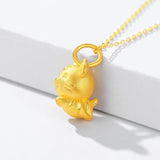 18k Solid Tiger Necklace Pendant for Women Yellow Chain Valentines Jewelry