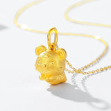 18k Solid Tiger Necklace Pendant for Women Yellow Chain Valentines Jewelry