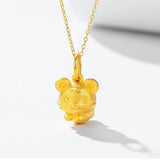 18k Solid Tiger Necklace Pendant for Women Yellow Chain Valentines Jewelry