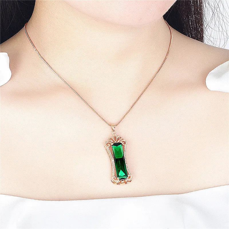 18k Rose Pendant Necklaces Crystal Zircon Choker Vintage Jewelry
