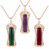 18k Rose Pendant Necklaces Crystal Zircon Choker Vintage Jewelry