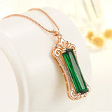 18k Rose Pendant Necklaces Crystal Zircon Choker Vintage Jewelry