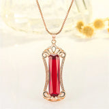18k Rose Pendant Necklaces Crystal Zircon Choker Vintage Jewelry