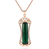 18k Rose Pendant Necklaces Crystal Zircon Choker Vintage Jewelry