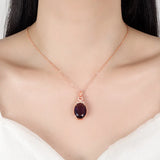Rose Filled 4Ct Purple Crystal Amethyst Diamond Pendant Necklace
