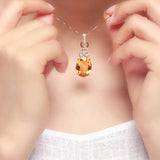 Rose Gold Citrine Clover Pendant Necklace for Women