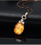 Rose Gold Citrine Clover Pendant Necklace for Women