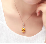 Rose Gold Citrine Clover Pendant Necklace for Women