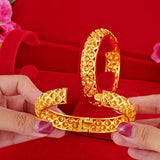 18k Yellow Female Bracelet Hollow Out Pattern Bangles