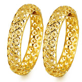18k Yellow Female Bracelet Hollow Out Pattern Bangles