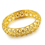 18k Yellow Female Bracelet Hollow Out Pattern Bangles