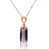 18k Yellow Amethyst Pendant Necklace for Women Love Clavicle Chain