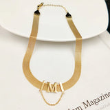 18k Yellow Letters M Pendant Necklaces for Women Clavicle Chain