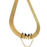 18k Yellow Letters M Pendant Necklaces for Women Clavicle Chain