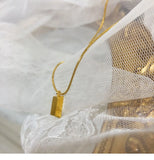 18k Yellow Small Bricks Pendant Necklace for Women