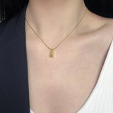 18k Yellow Small Bricks Pendant Necklace for Women